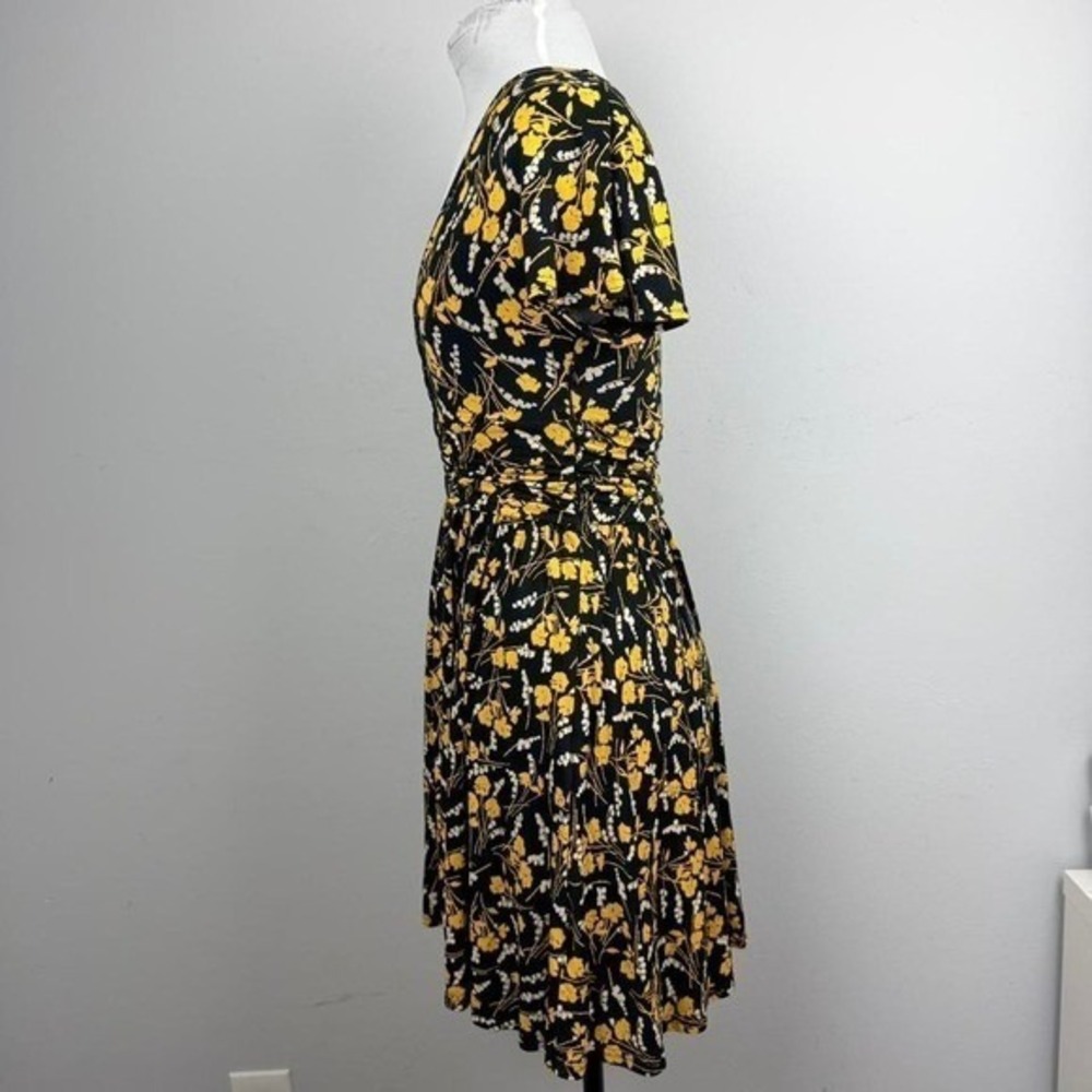 Yellow and Black Maeve Anthropologie Floral Mini Dress - Picture 4 of 7
